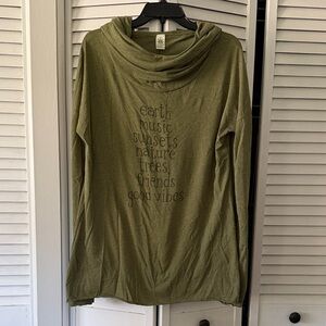 Soul Flower Olive Green Cowl Neck Hoodie